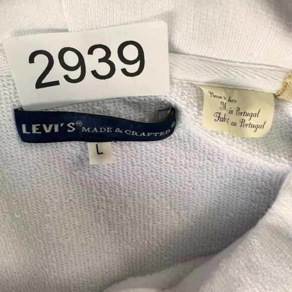 Levi's Hoodie Womens Large White Made Crafted Crochet Kangaroo Pockets Pullover - Picture 10 of 15